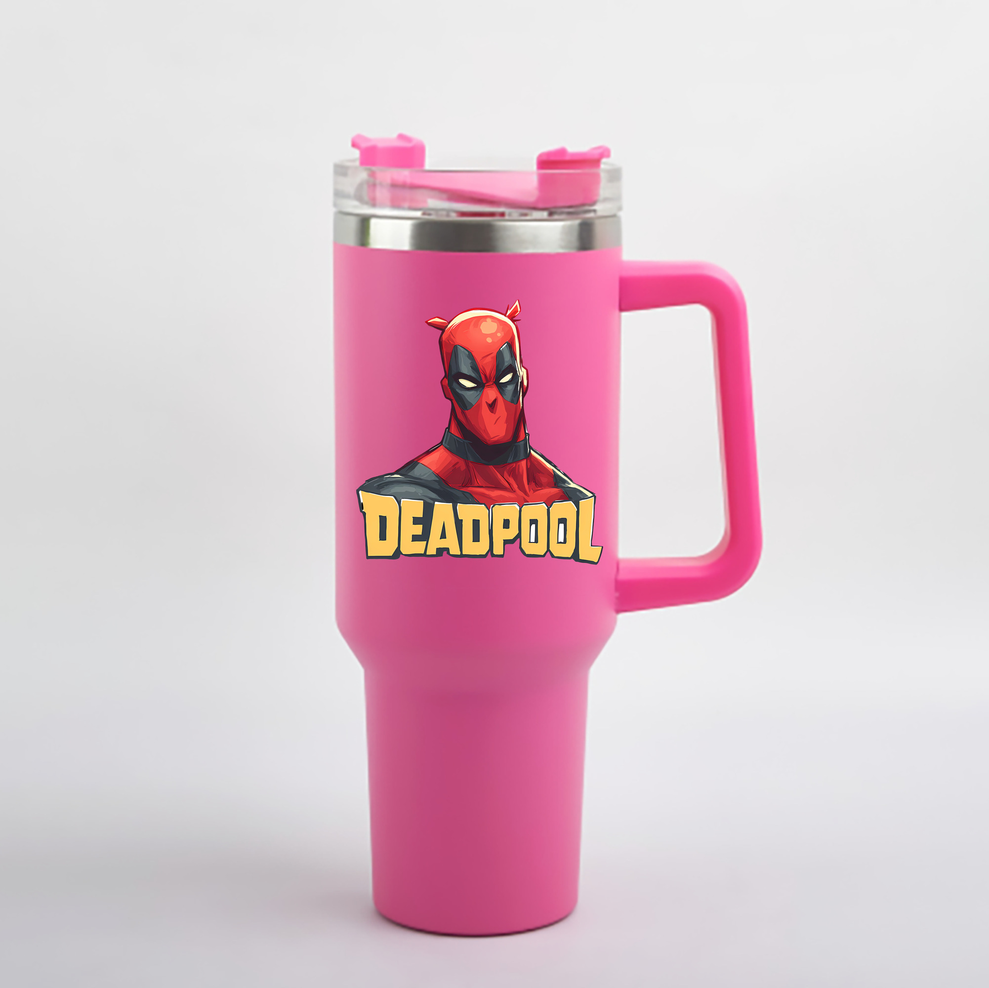 （画像用） Deadpool デッドプール 1200mL車用タンブラー - クリスタルステッカー（プラスチックストロー付き）